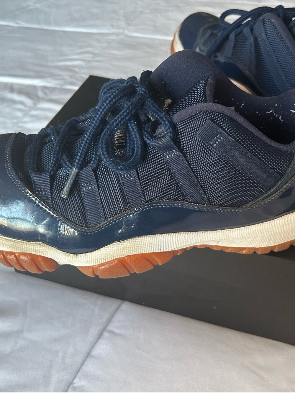 Jordan Navy Blue and Gum-Soled Low-Top Sneakers - Picture 7 of 13
